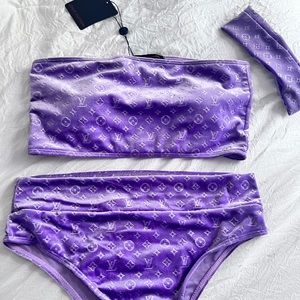 High waisted bathing suit with matching headband